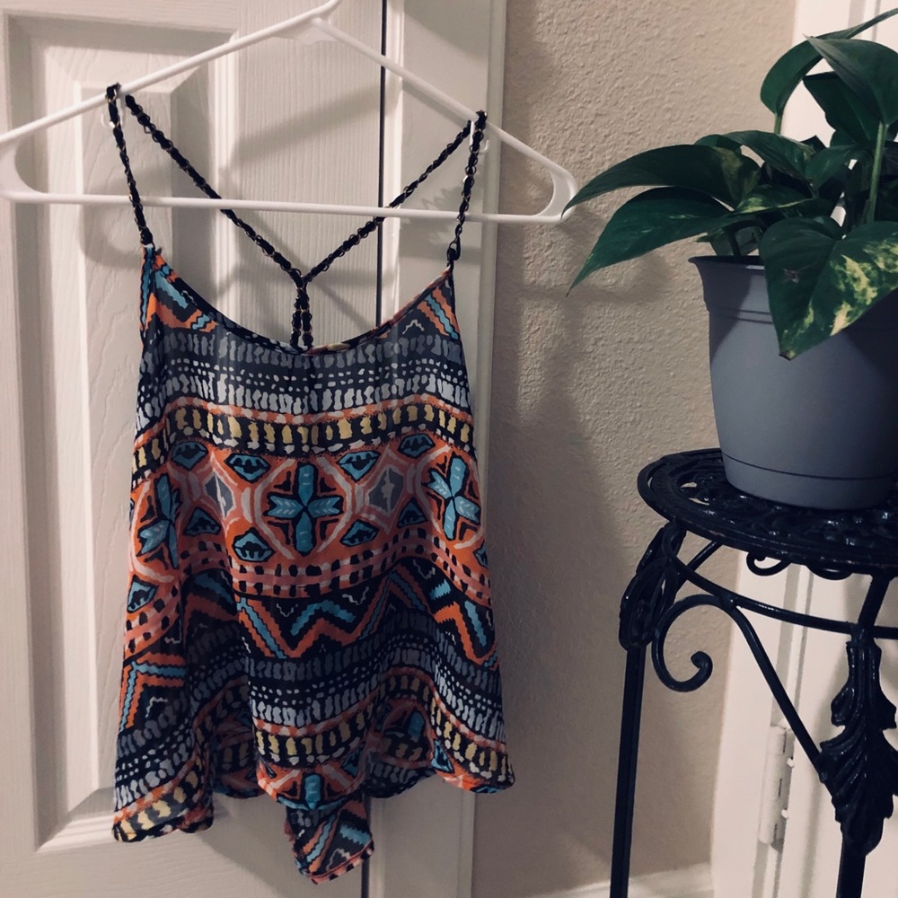 Colorful chain strap crop top
